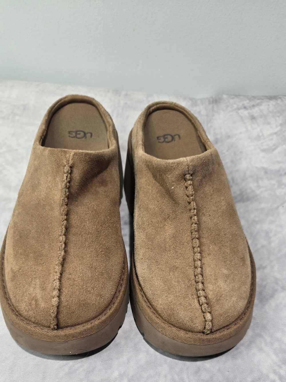 UGG Women's New Heights Clog in the chestnut colorway.